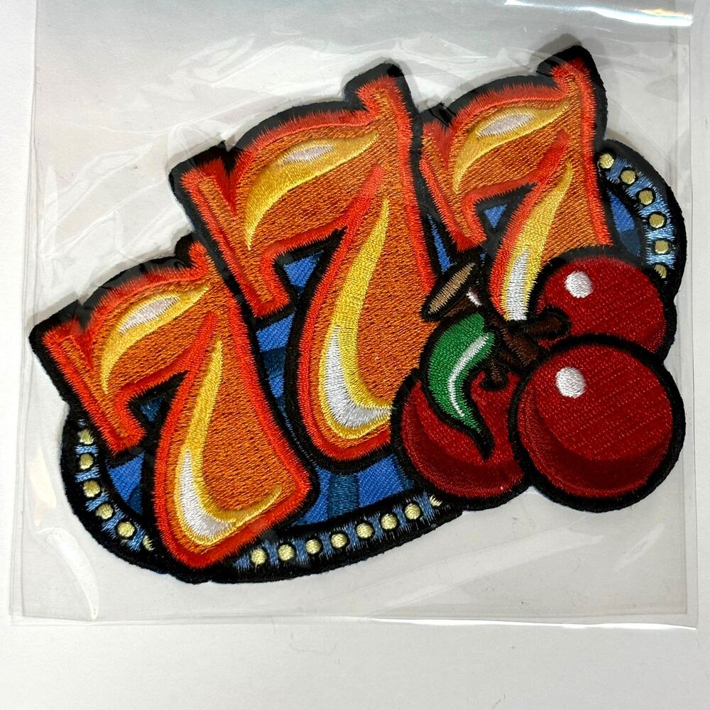 Lucky 7 Embroidered Patch Adhesive Cherries Casino Vegas Winner USA